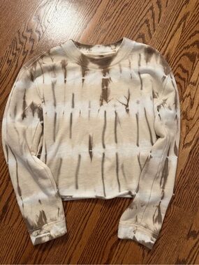 Joe’s Tie-Dye Cropped Crewneck Sweatshirt - Neutral Beige, Sz XS